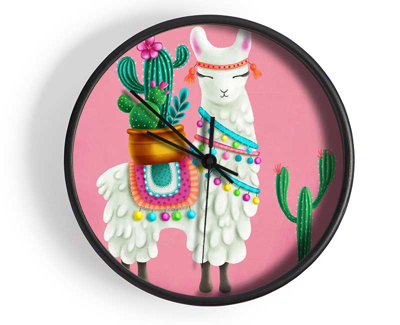 Llama Carrying Cactus Clock - Wallart-Direct UK