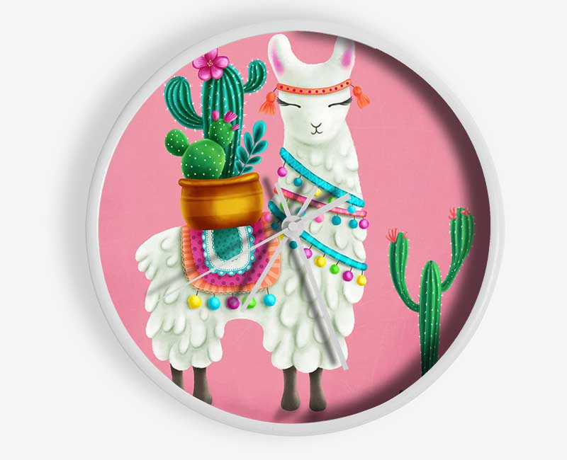 Llama Carrying Cactus Clock - Wallart-Direct UK