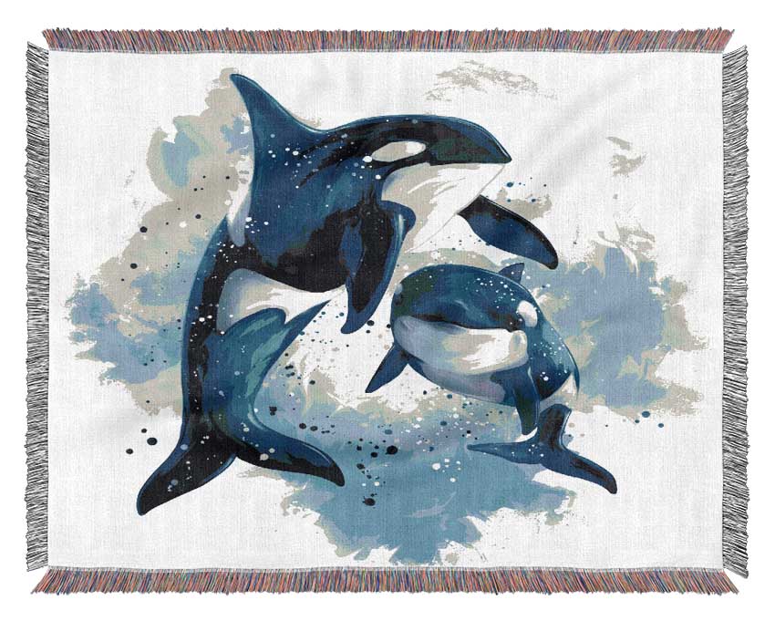 Orca Mother And Baby Woven Blanket