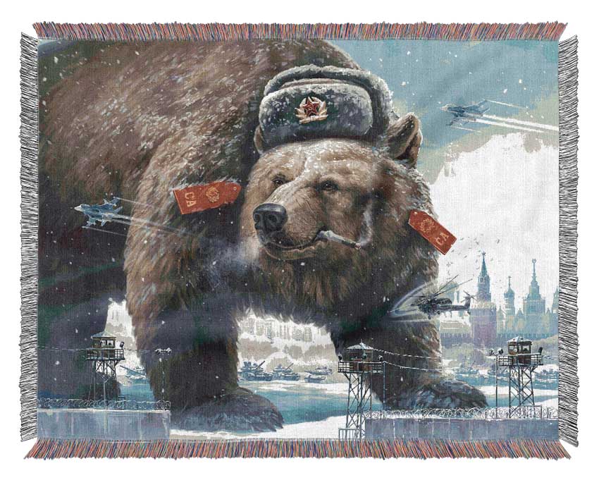 Russian Brown Bear Woven Blanket