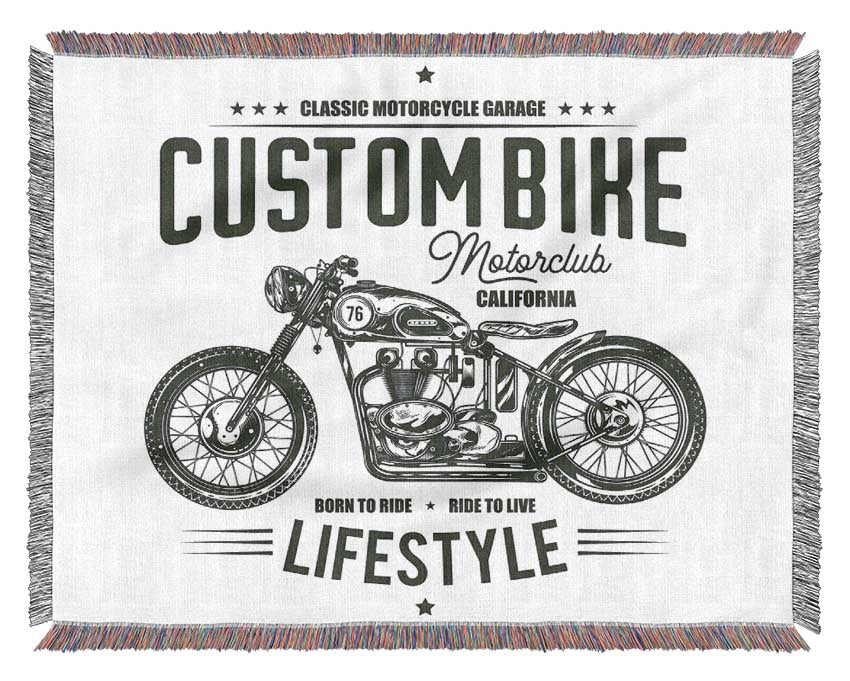 Custom Bike Motor Club Woven Blanket