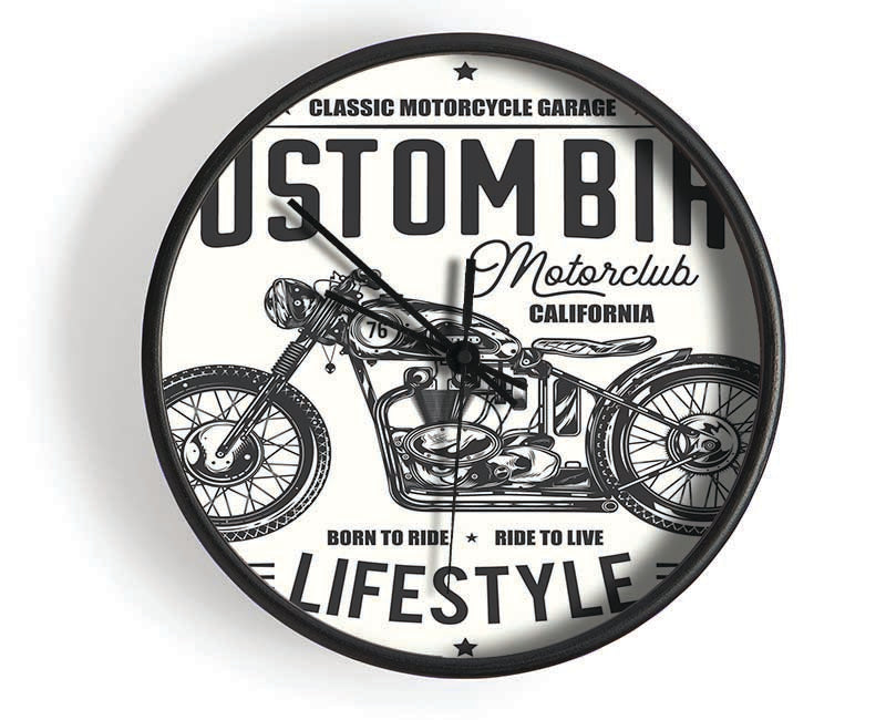 Custom Bike Motor Club Clock - Wallart-Direct UK