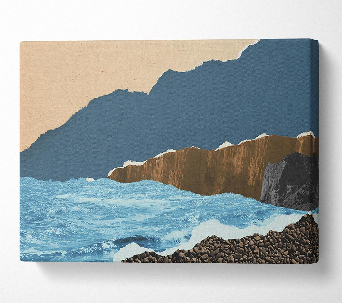 Picture of Cut Out Mountain Ocean Canvas Print Wall Art