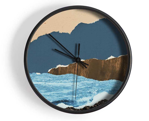 Cut Out Mountain Ocean Clock - Wallart-Direct UK