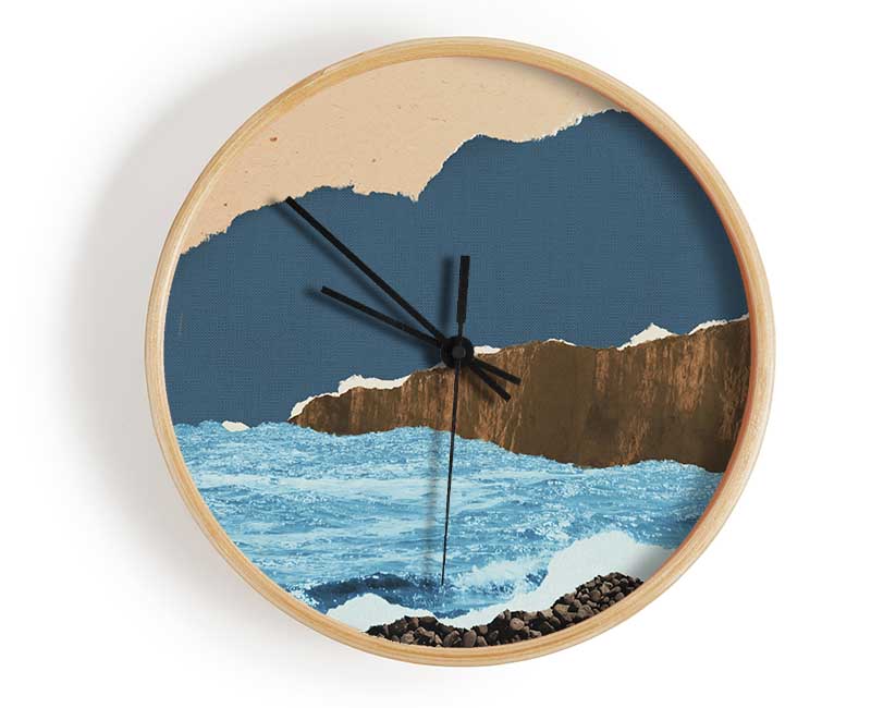 Cut Out Mountain Ocean Clock - Wallart-Direct UK