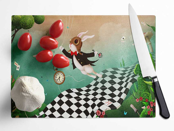 Alice In Wonderland Out Of Time Glass Chopping Board