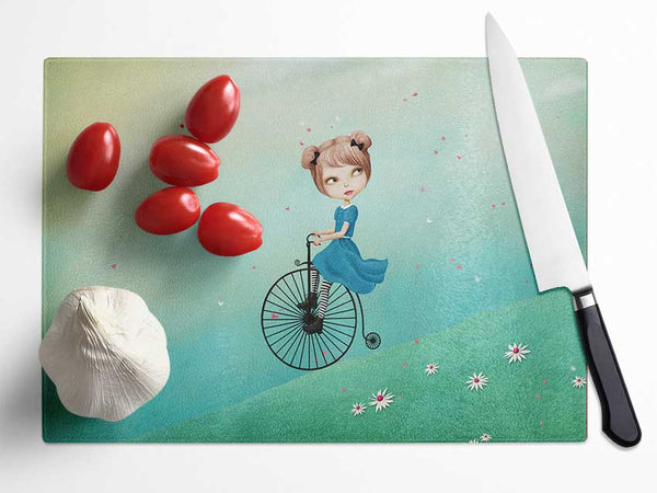 Alice In Wonderland Penny Farthing Glass Chopping Board