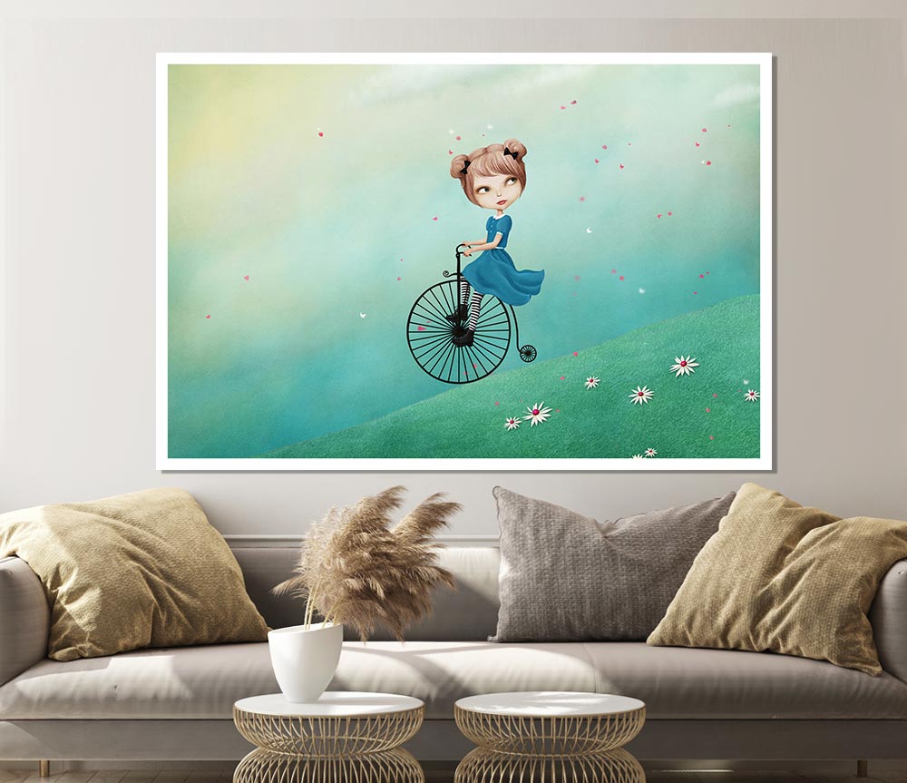 Alice In Wonderland Penny Farthing Print Poster Wall Art