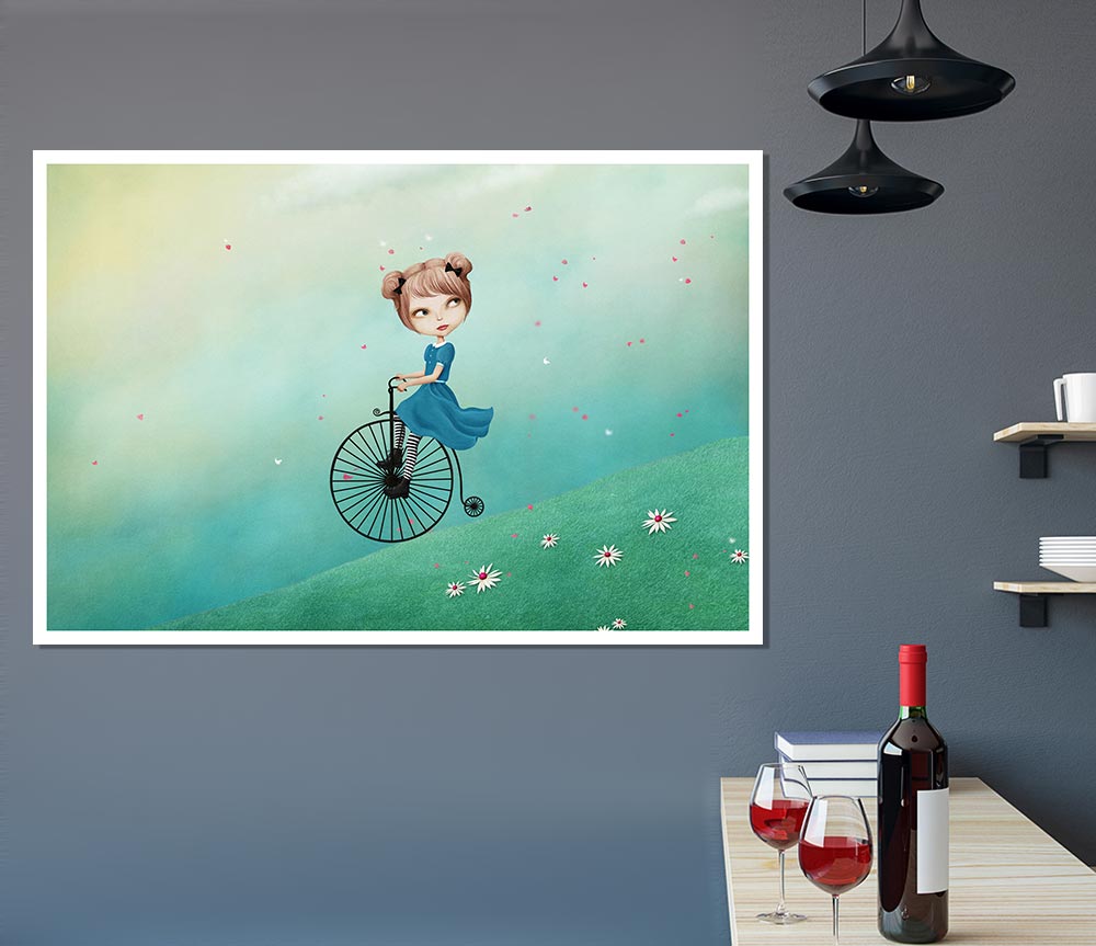 Alice In Wonderland Penny Farthing Print Poster Wall Art