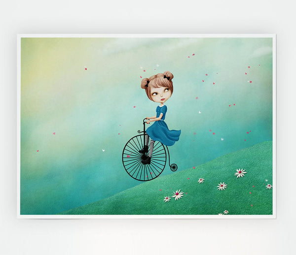 Alice In Wonderland Penny Farthing Print Poster Wall Art