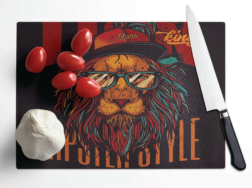 King Lion Hipster Glass Chopping Board