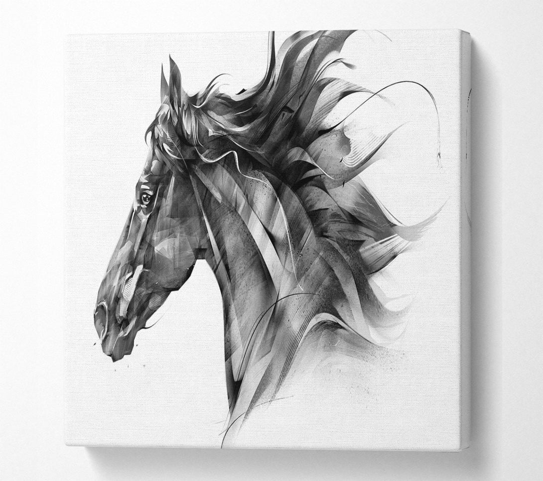 A Square Canvas Print Showing Horse Galloping Head Square Wall Art