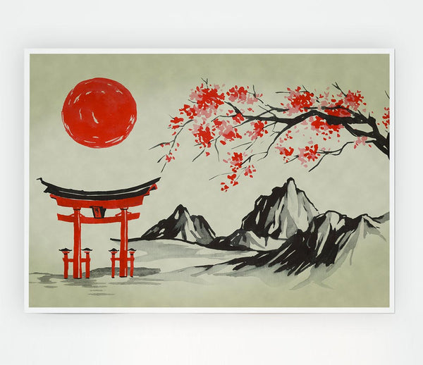 Ethnic Japanese Sun Print Poster Wall Art