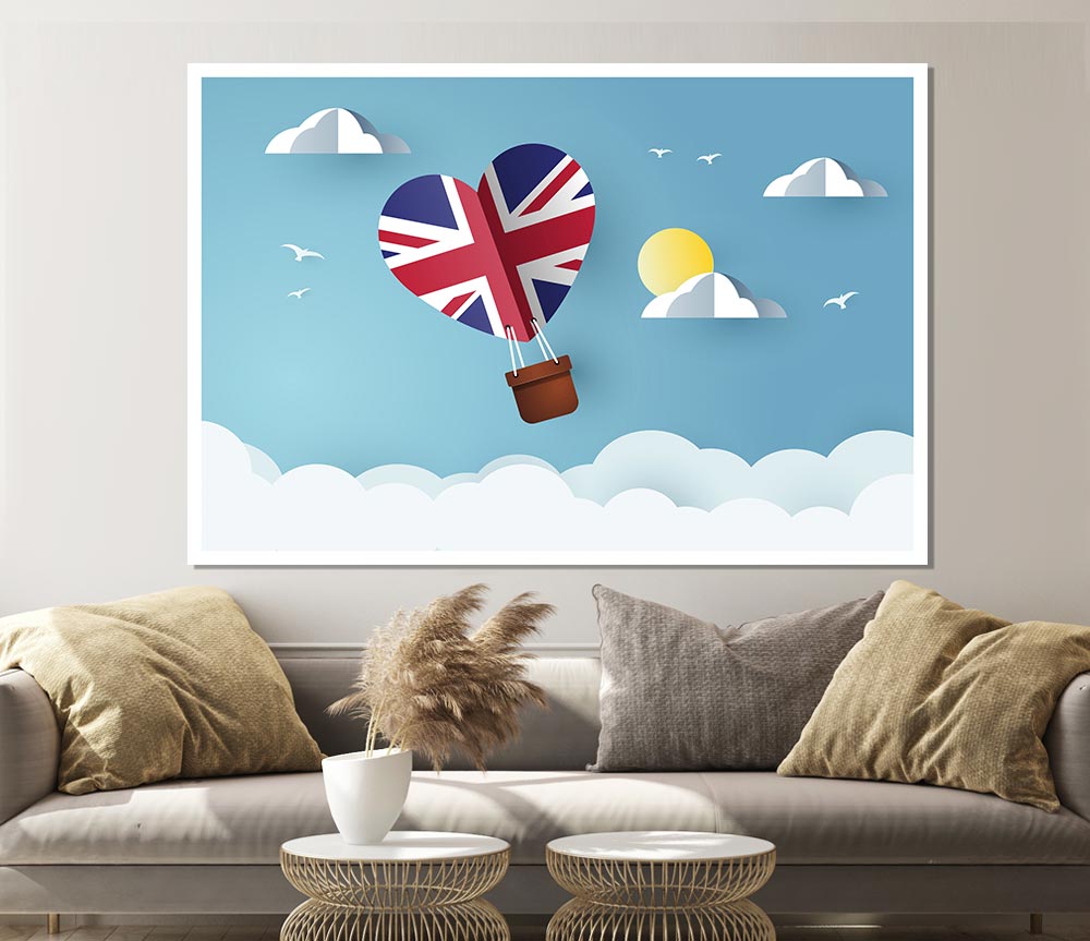 Union Jack Hot Air Balloon Print Poster Wall Art