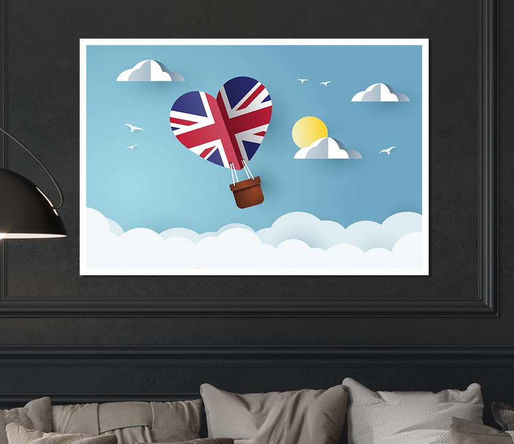 Union Jack Hot Air Balloon Print Poster Wall Art