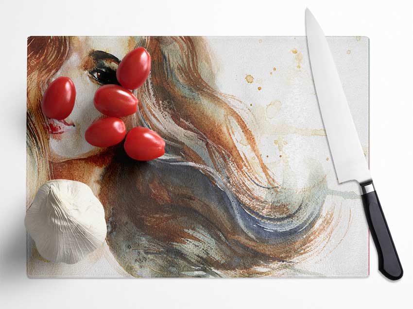 Woman Of Watercolour Beauty Glass Chopping Board