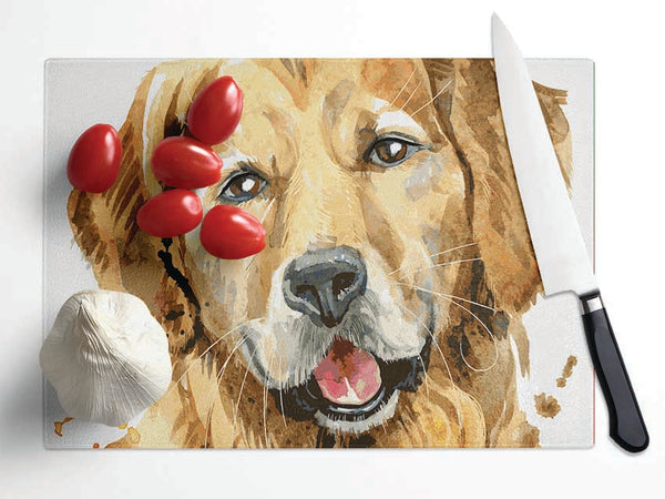 Labrador Happiness Glass Chopping Board