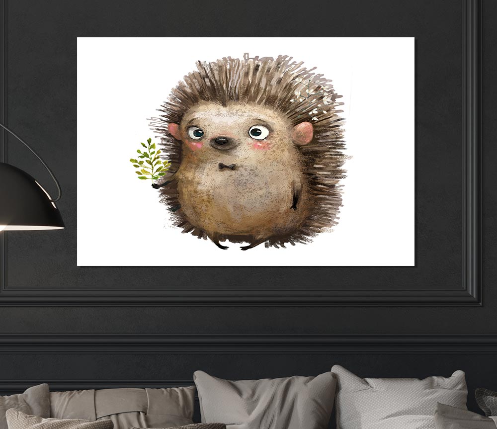 Hedgehog With Flowers Print Poster Wall Art