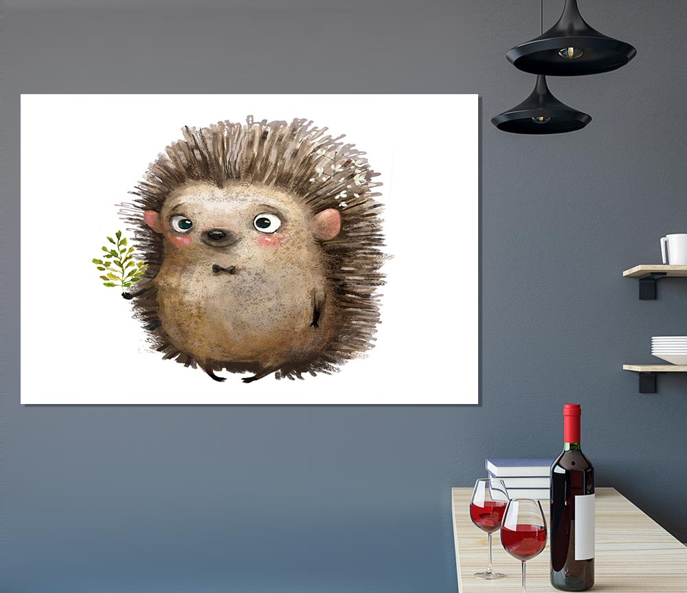 Hedgehog With Flowers Print Poster Wall Art