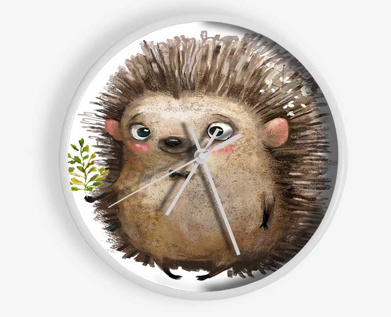 Hedgehog With Flowers Clock - Wallart-Direct UK