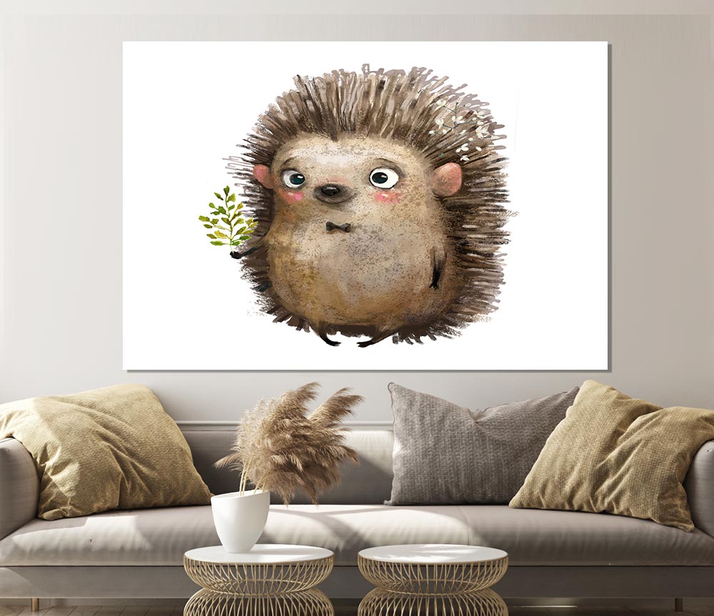 Hedgehog With Flowers Print Poster Wall Art