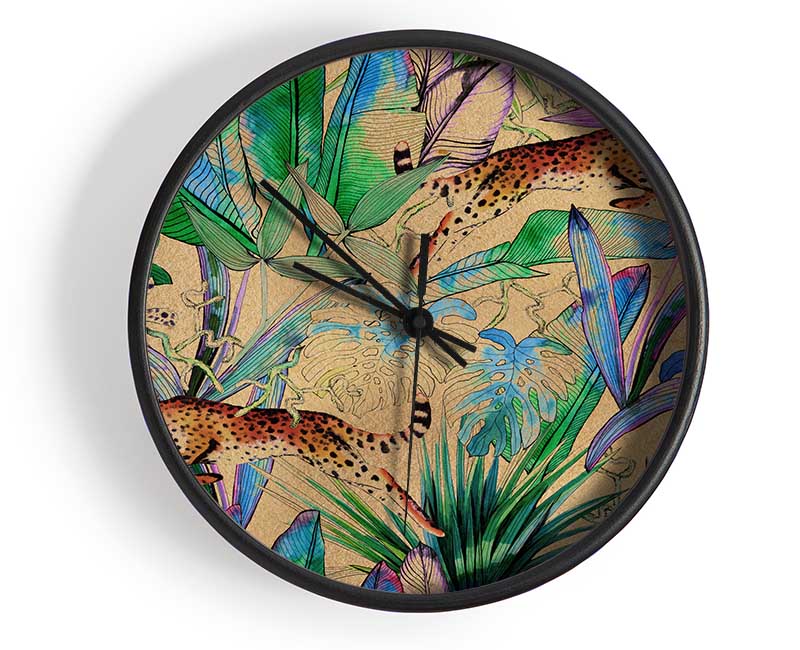 Stunning Leopard Leap Clock - Wallart-Direct UK