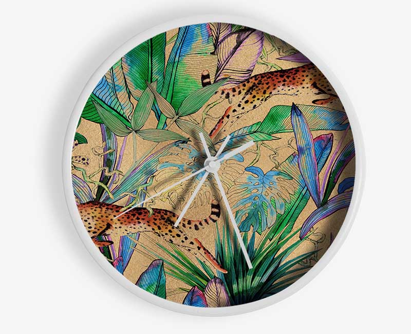 Stunning Leopard Leap Clock - Wallart-Direct UK