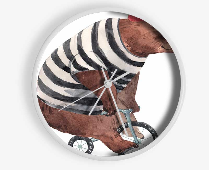 Bear On A Bike Clock - Wallart-Direct UK