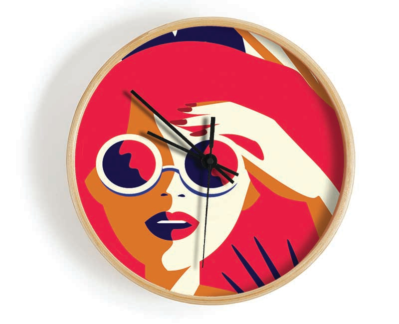 Sunshine Glasses Woman Clock - Wallart-Direct UK