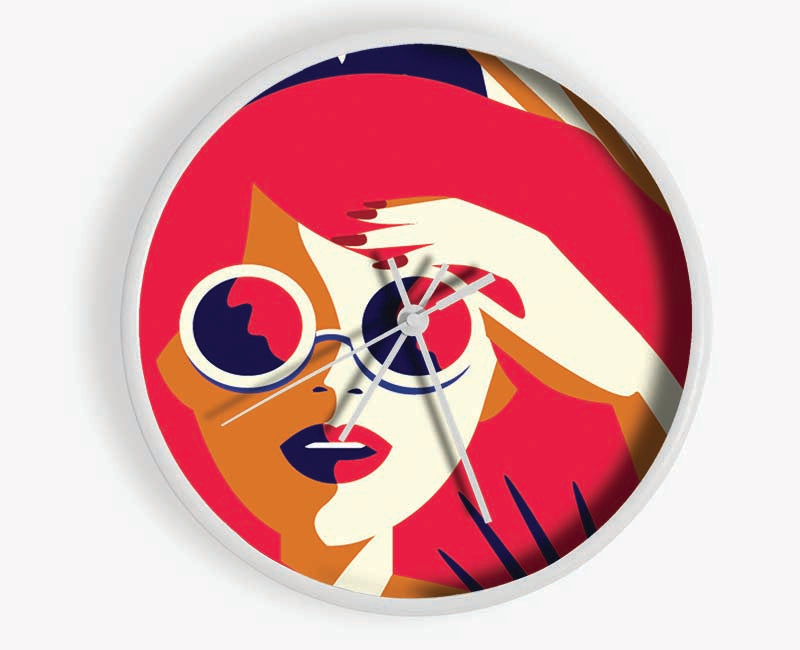 Sunshine Glasses Woman Clock - Wallart-Direct UK