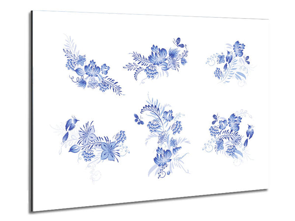 Blue Flowers On White