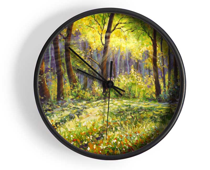 Sunshine Through The Woodlands Clock - Wallart-Direct UK