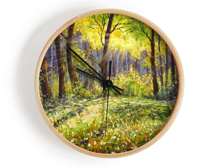 Sunshine Through The Woodlands Clock - Wallart-Direct UK