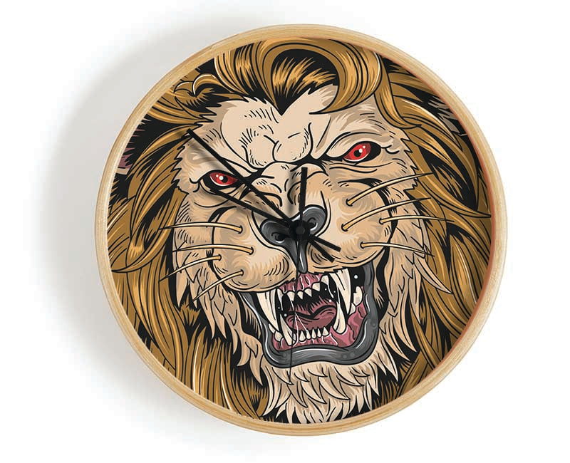 Fearsome Lion Angry Clock - Wallart-Direct UK