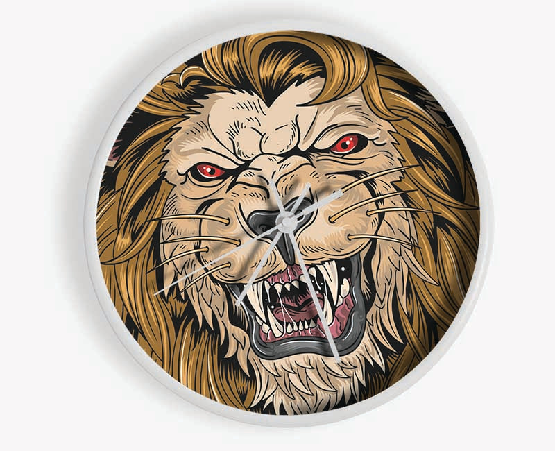 Fearsome Lion Angry Clock - Wallart-Direct UK