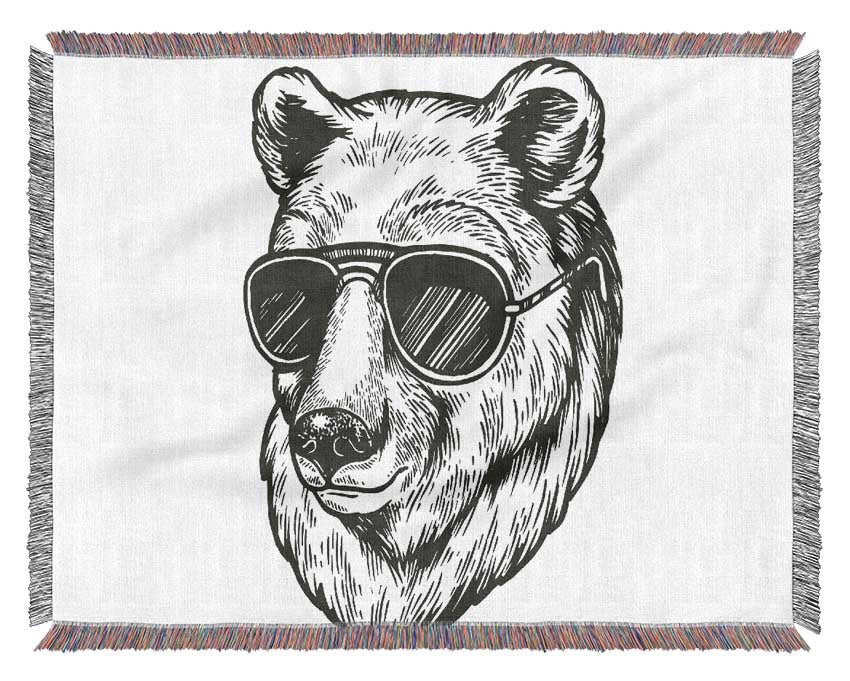 Bear Sunglasses Chill Woven Blanket