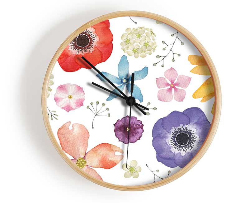 Aerial View Flowers Clock - Wallart-Direct UK