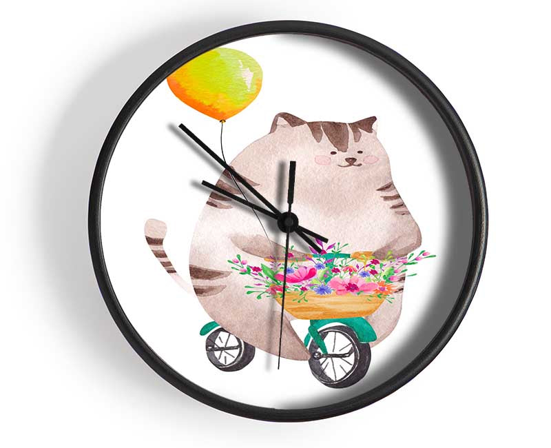 Cat Riding A Bike Clock - Wallart-Direct UK