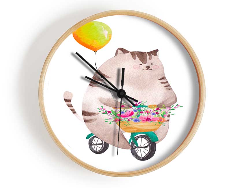 Cat Riding A Bike Clock - Wallart-Direct UK