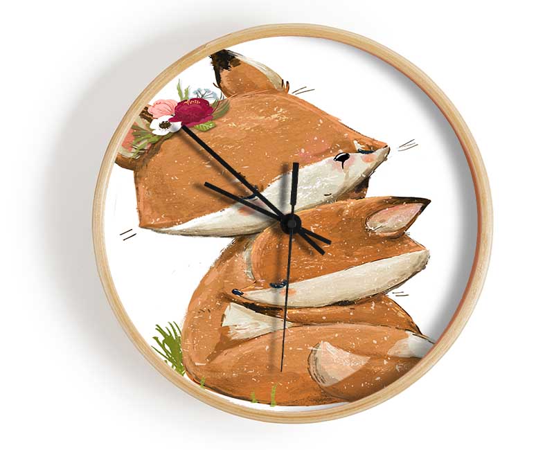 Fox Family Cuddle Clock - Wallart-Direct UK