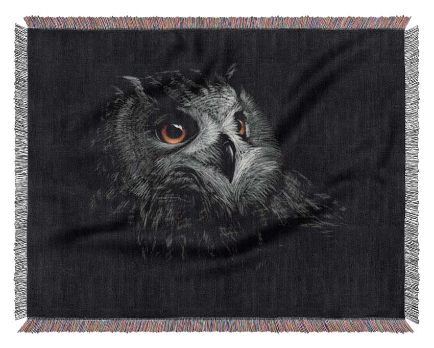 Owl In The Dark Of Night Woven Blanket