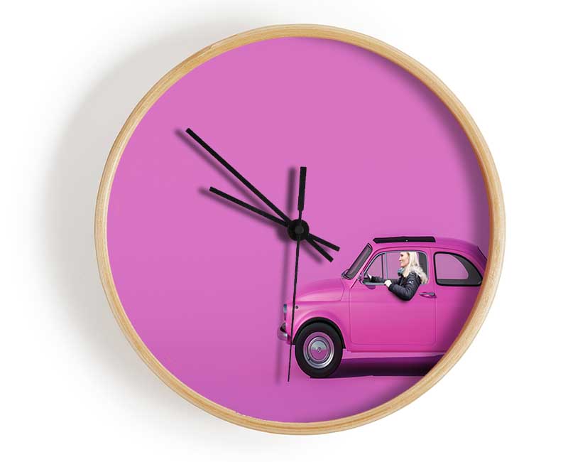 Pink Fiat 500 Classic Clock - Wallart-Direct UK