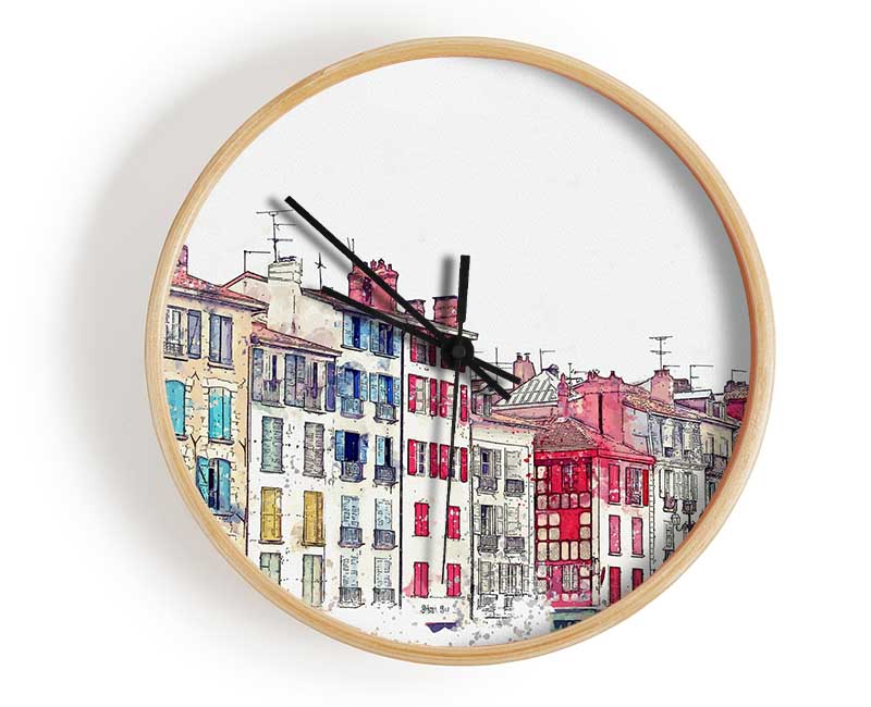 French Town Splatter Clock - Wallart-Direct UK