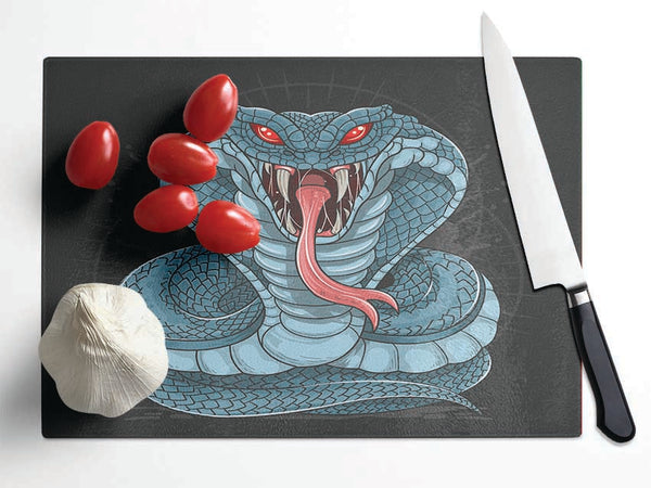 Fear The Cobra Glass Chopping Board