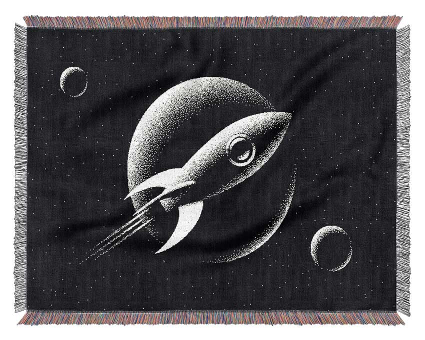 Old School Rocket Woven Blanket