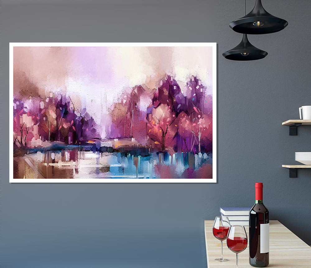 Wet Weather Lilac Forest Print Poster Wall Art