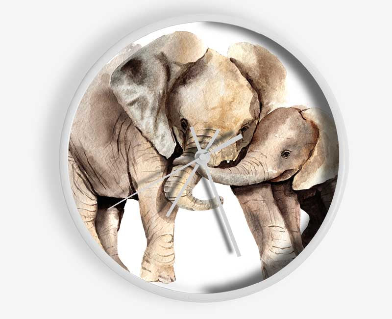 Elephants Holding Trunks Clock - Wallart-Direct UK