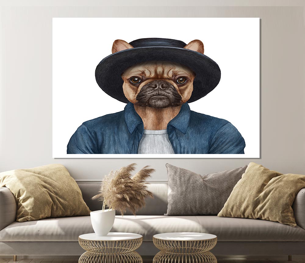 French Bulldog Hat Dog Print Poster Wall Art