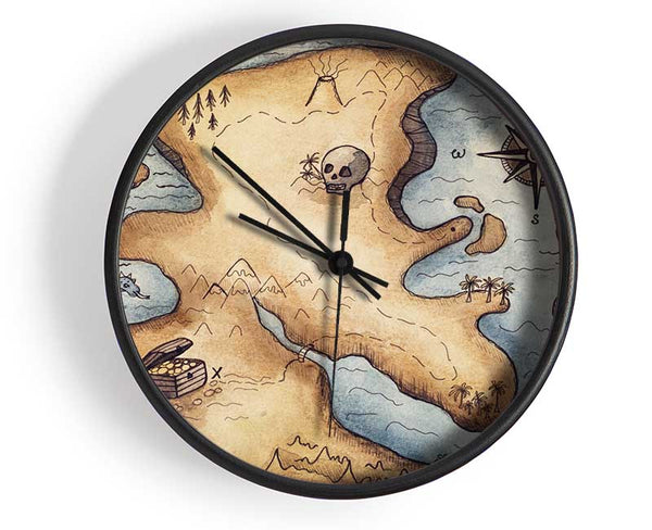 Pirate Treasure Map Clock - Wallart-Direct UK