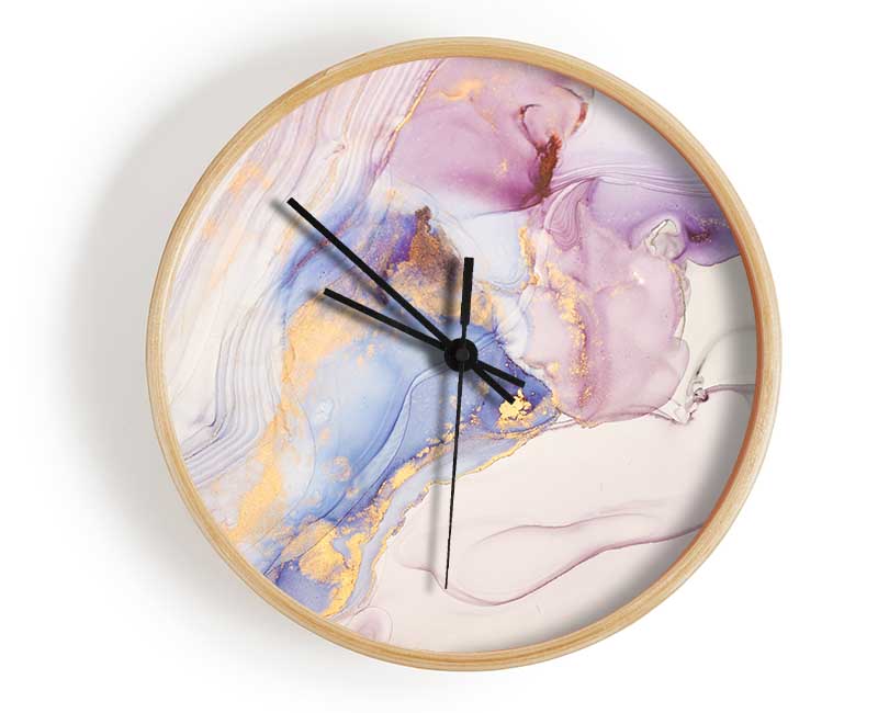 Lilac And Blue Marble Pattern Clock - Wallart-Direct UK